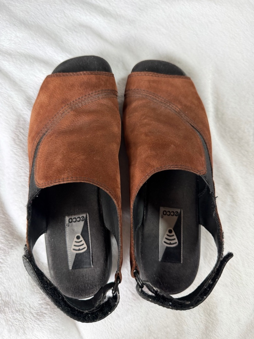 Ecco women’s  Brown Suede Slide Sandals with Back Strap - size 38